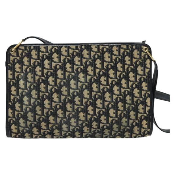 DIOR Trotter Canvas Shoulder Bag Navy Gold - Picture 2 of 16